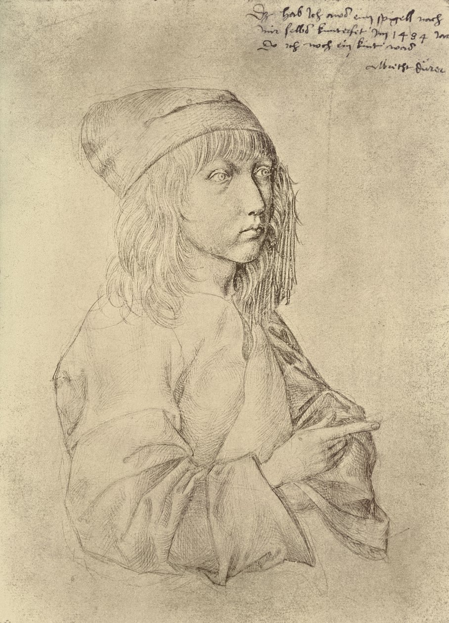 1484年、13歳のときの自画像（紙にシルバーポイント）